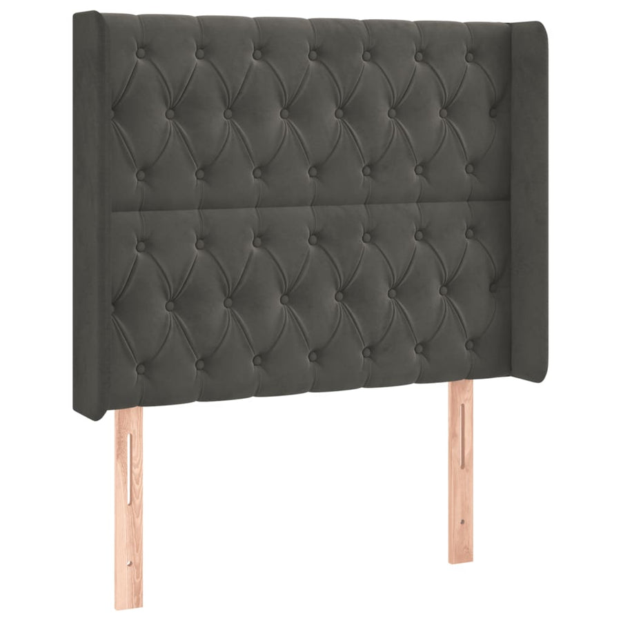 Hoofdbord Met Randen Fluweel 93 x 16 x 118/128 cm Donkergrijs