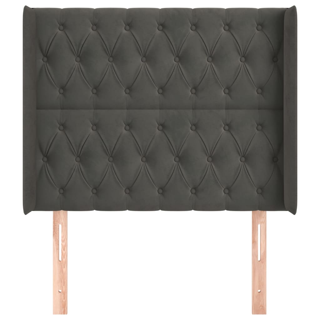 Hoofdbord Met Randen Fluweel 93 x 16 x 118/128 cm Donkergrijs