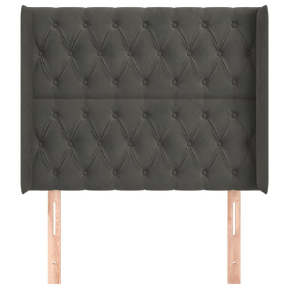 Hoofdbord Met Randen Fluweel 93 x 16 x 118/128 cm Donkergrijs