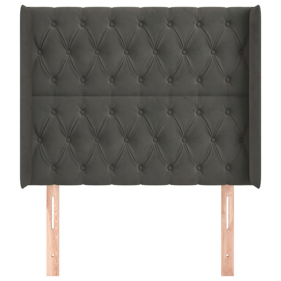 Hoofdbord Met Randen Fluweel 93 x 16 x 118/128 cm Donkergrijs