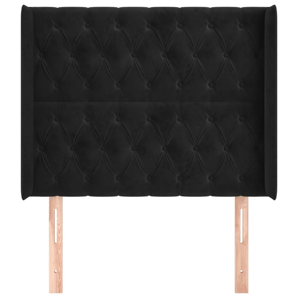 Hoofdbord Met Randen 93X16X118/128 Cm Fluweel Zwart 93 x 16 x 118/128 cm