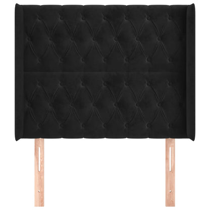 Hoofdbord Met Randen 93X16X118/128 Cm Fluweel Zwart 93 x 16 x 118/128 cm