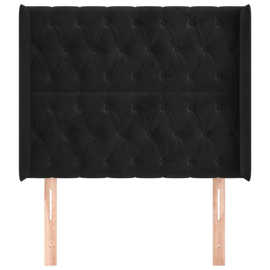 Hoofdbord Met Randen 93X16X118/128 Cm Fluweel Zwart 93 x 16 x 118/128 cm