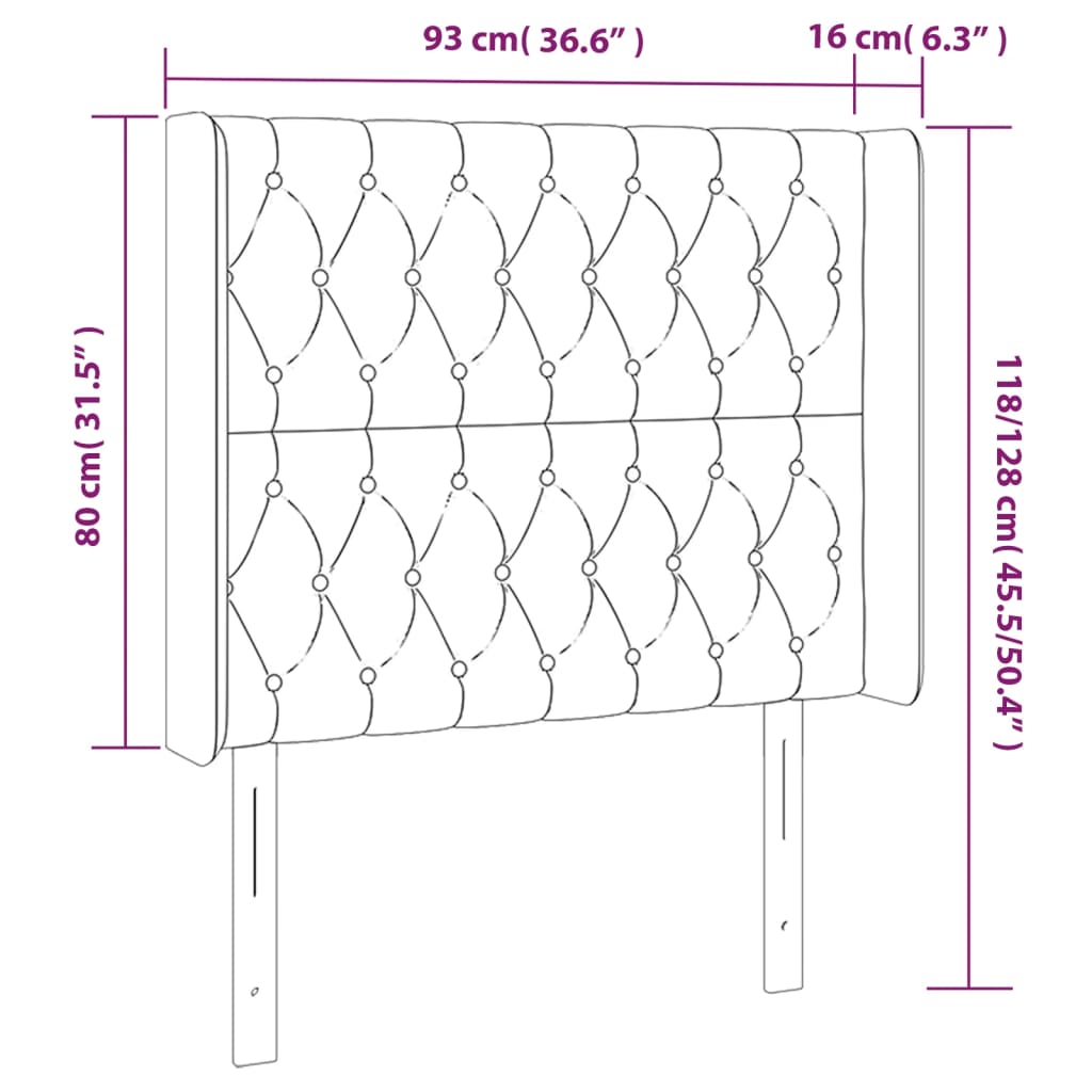Hoofdbord Met Randen Fluweel 93 x 16 x 118/128 cm