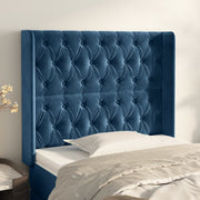 Hoofdbord fluweel blauw 93x16x118/128 cm