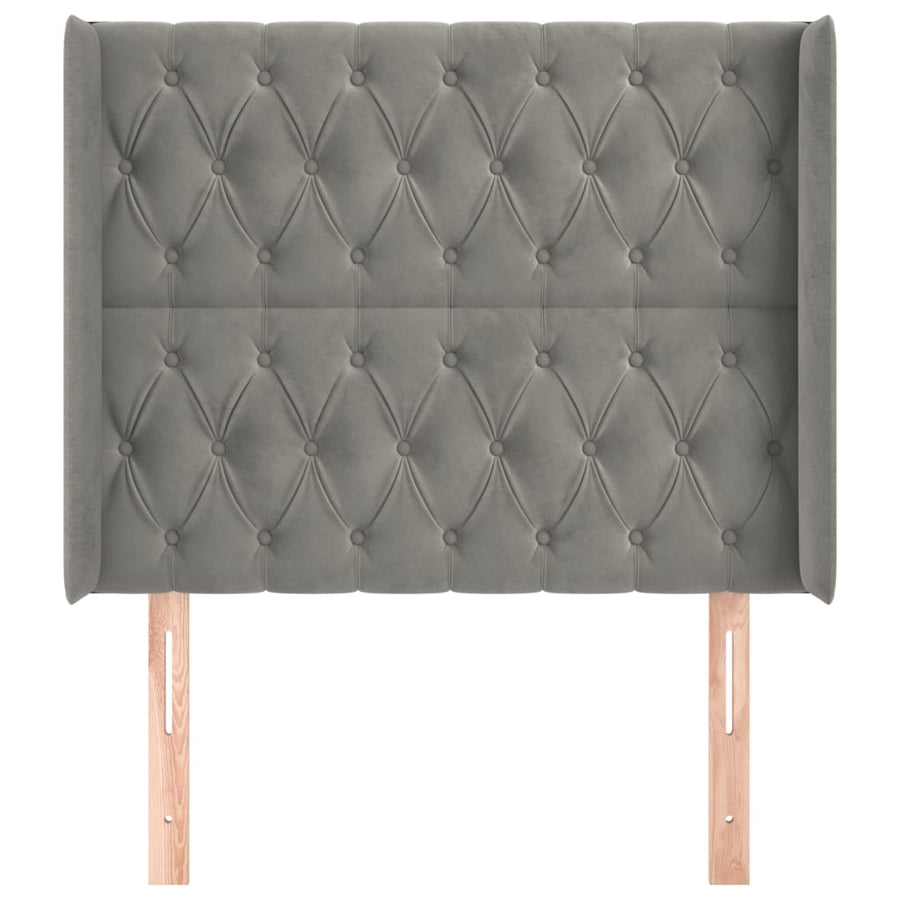 Hoofdbord Met Randen Fluweel 103 x 16 x 118/128 cm Lichtgrijs