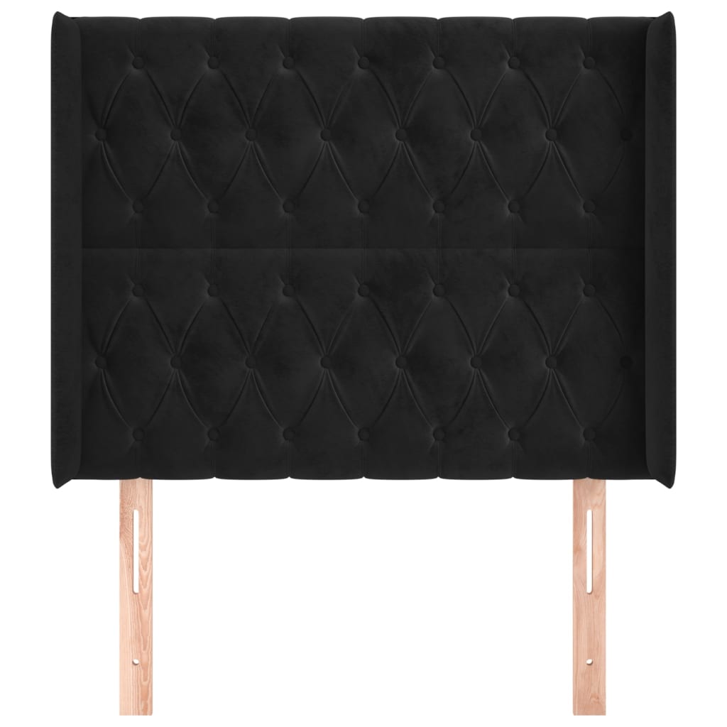 Hoofdbord Met Randen Fluweel 103 x 16 x 118/128 cm Zwart