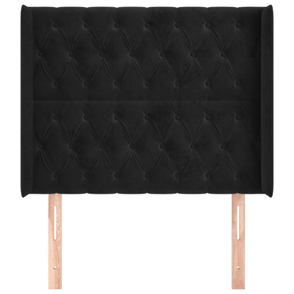 Hoofdbord Met Randen Fluweel 103 x 16 x 118/128 cm Zwart