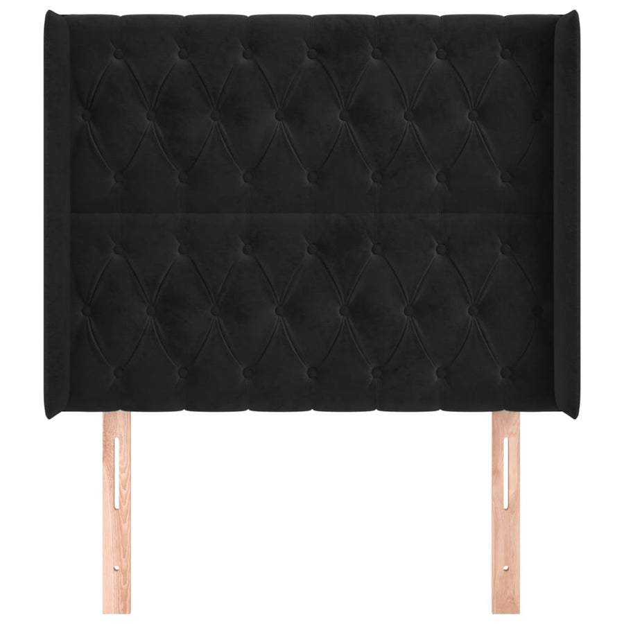 Hoofdbord Met Randen Fluweel 103 x 16 x 118/128 cm Zwart
