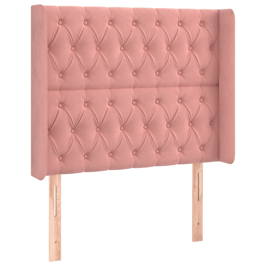 Hoofdbord Met Randen Fluweel 103 x 16 x 118/128 cm Roze
