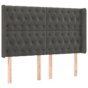 Hoofdbord 147x16x118/128 cm fluweel donkergrijs