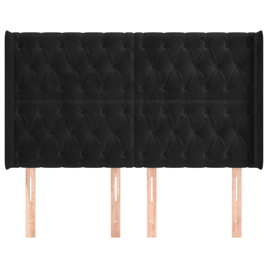 Hoofdbord Met Randen Fluweel 1 147 x 16 x 118/128 cm Zwart