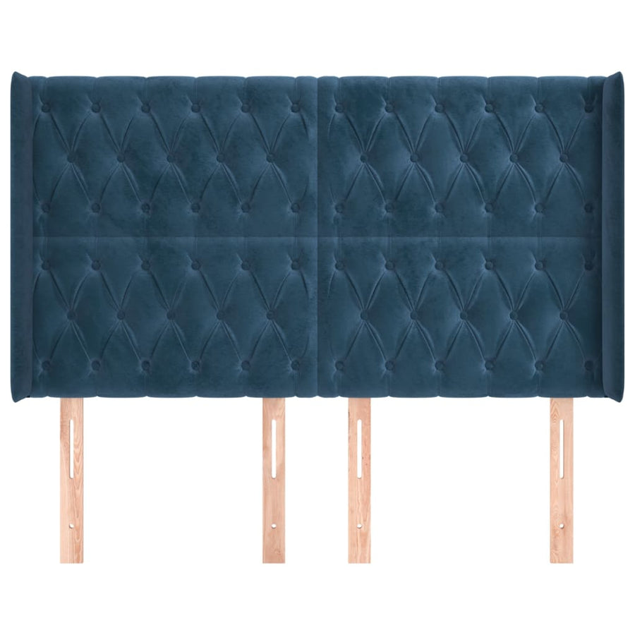 Hoofdbord Met Randen Fluweel 147 x 16 x 118/128 cm