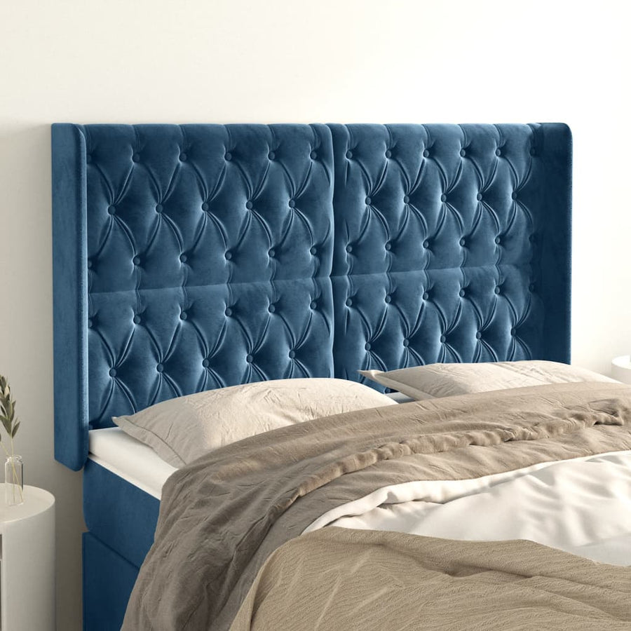 Hoofdbord Met Randen Fluweel 147 x 16 x 118/128 cm