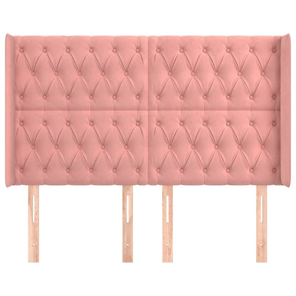 Hoofdbord Met Randen Fluweel 1 147 x 16 x 118/128 cm Roze