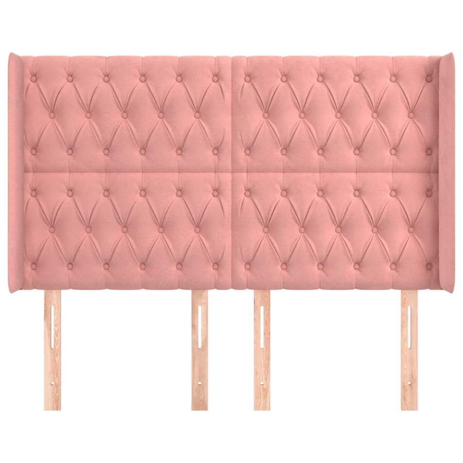Hoofdbord Met Randen Fluweel 1 147 x 16 x 118/128 cm Roze