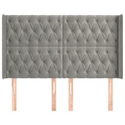 Hoofdbord Met Randen Fluweel 163 x 16 x 118/128 cm Lichtgrijs