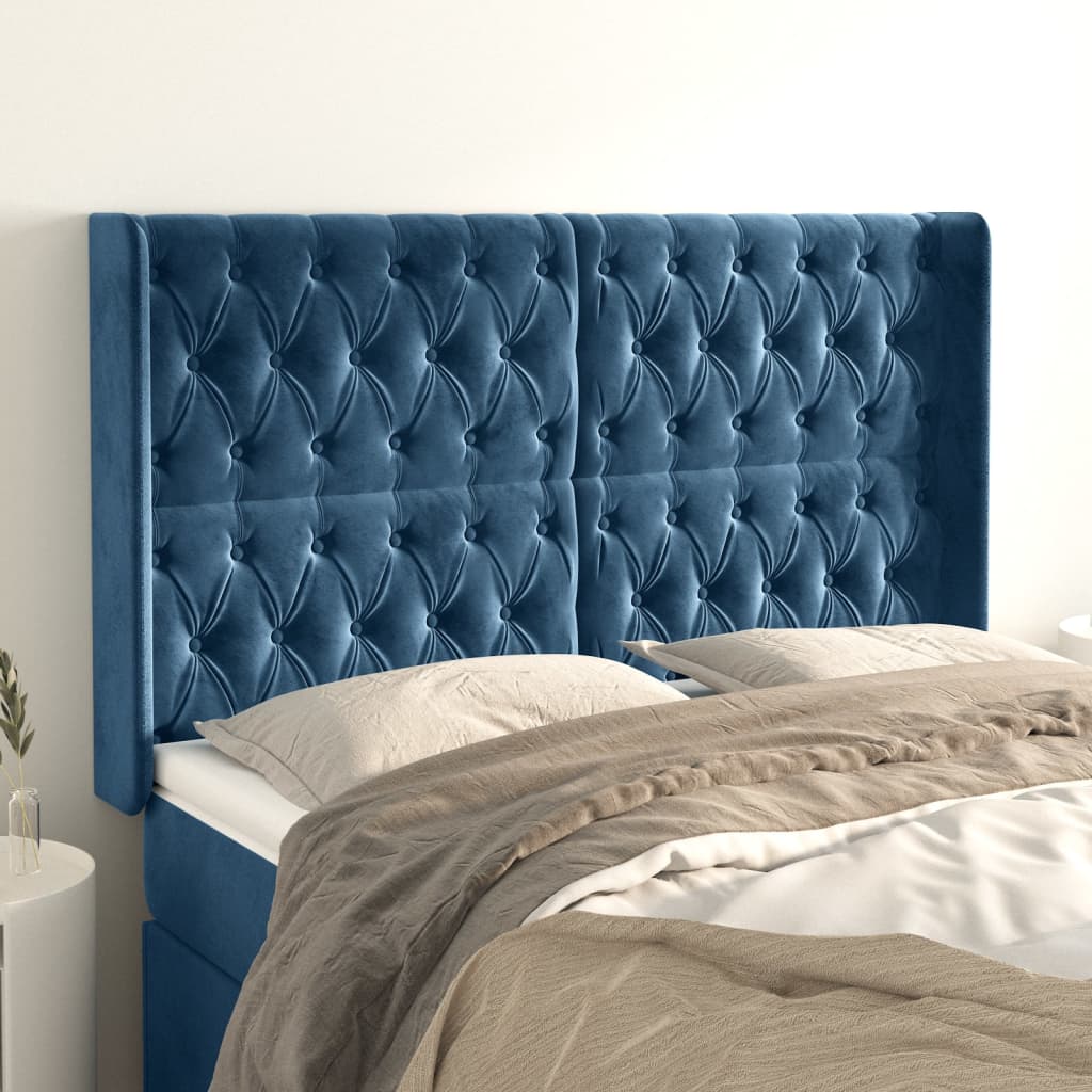 Hoofdbord Met Randen Fluweel 163 x 16 x 118/128 cm