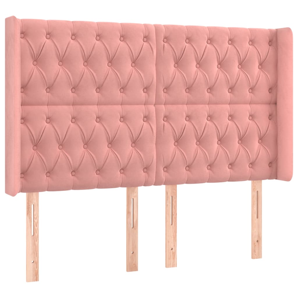 Hoofdbord Met Randen Fluweel 1 163 x 16 x 118/128 cm Roze