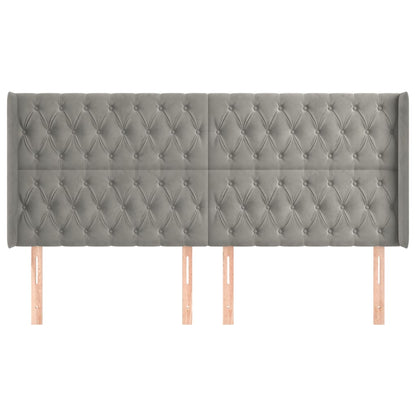 Hoofdbord Met Randen Fluweel 183 x 16 x 118/128 cm Lichtgrijs