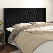 Hoofdbord 183x16x118/128 cm fluweel zwart