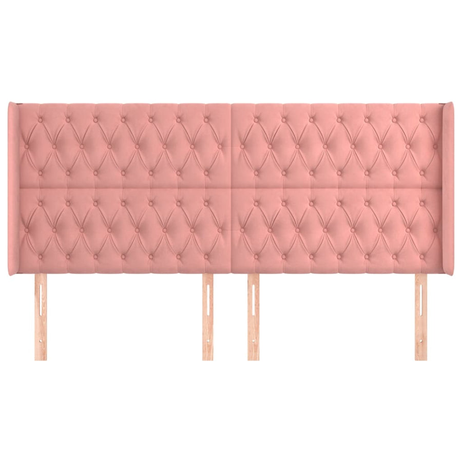 Hoofdbord Met Randen Fluweel 1 183 x 16 x 118/128 cm Roze