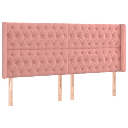 Hoofdbord Met Randen Fluweel 203 x 16 x 118/128 cm Roze