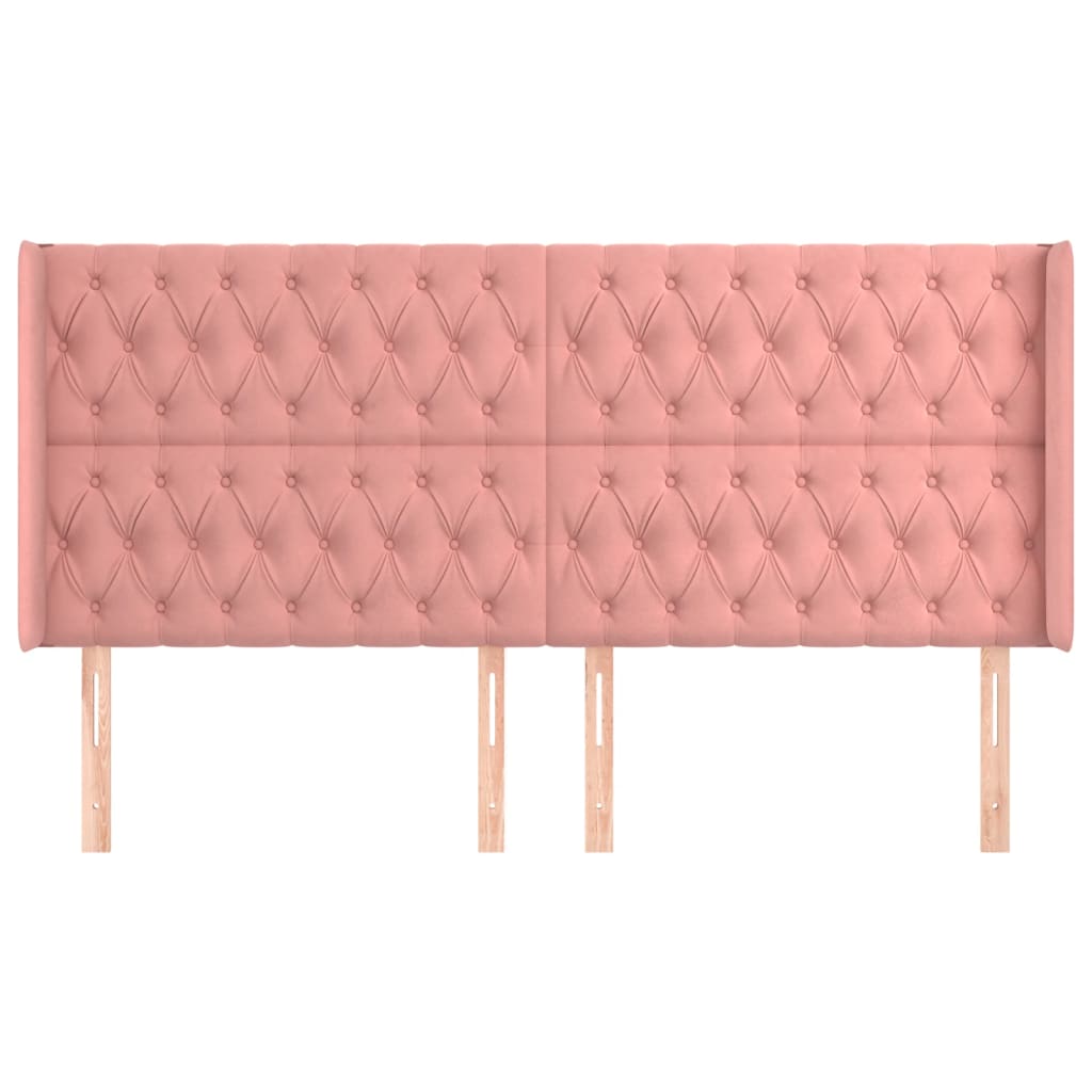 Hoofdbord Met Randen Fluweel 203 x 16 x 118/128 cm Roze