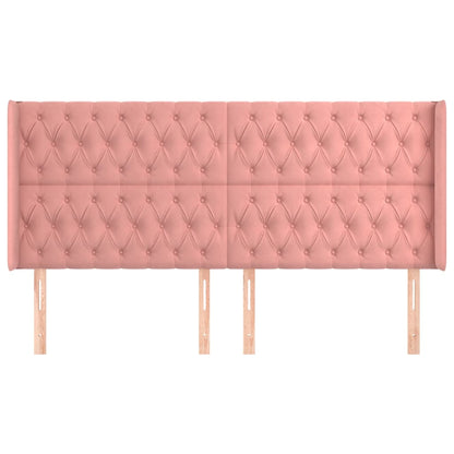 Hoofdbord Met Randen Fluweel 203 x 16 x 118/128 cm Roze