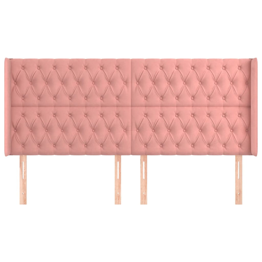 Hoofdbord Met Randen Fluweel 203 x 16 x 118/128 cm Roze
