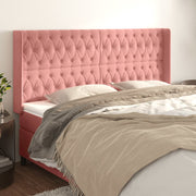 Hoofdbord 203x16x118/128 cm fluweel roze