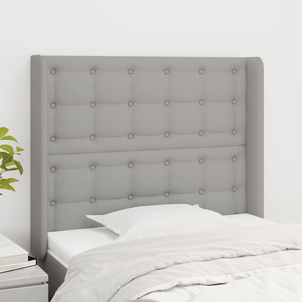 Hoofdbord Met Randen 203X16X78/88 Cm Stof Taupe