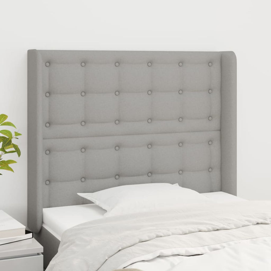Hoofdbord Met Randen 203X16X78/88 Cm Stof Taupe