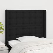 Hoofdbord stof 83x16x118/128 cm zwart verstelbaar