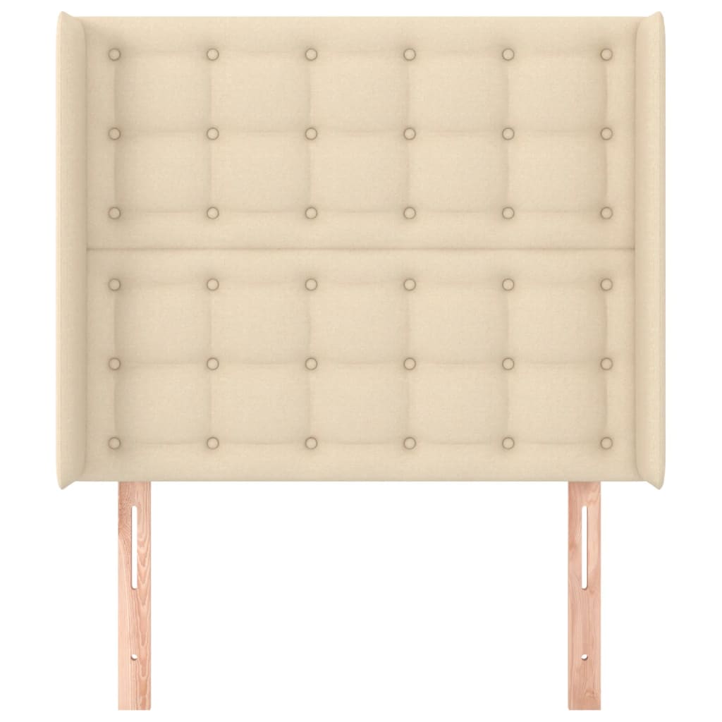 Hoofdbord met randen 83x16x118/128 cm stof crèmekleurig