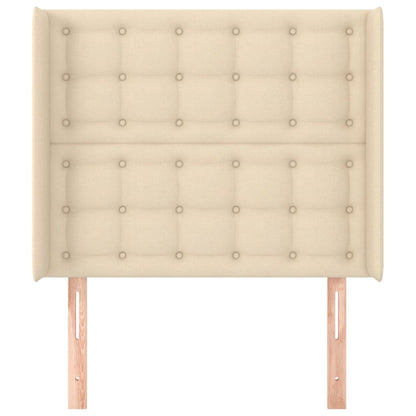 Hoofdbord met randen 83x16x118/128 cm stof crèmekleurig
