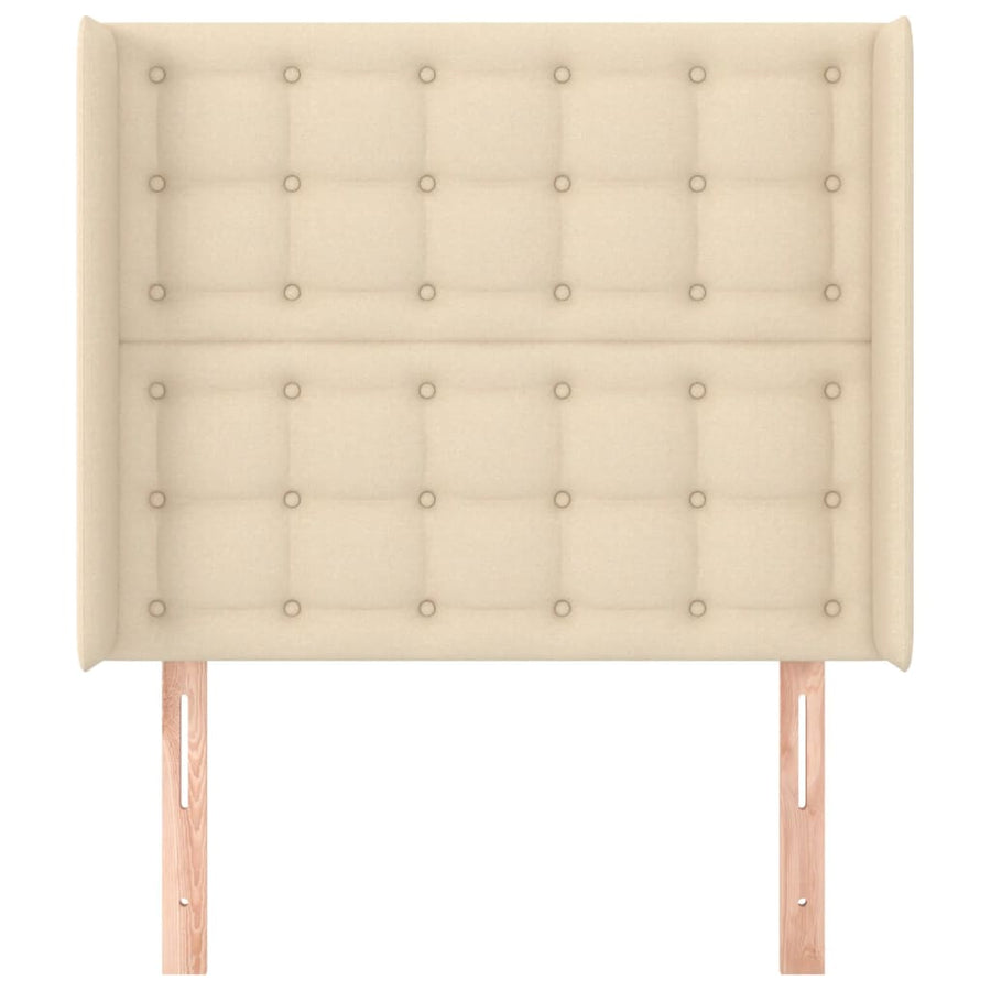 Hoofdbord met randen 83x16x118/128 cm stof crèmekleurig