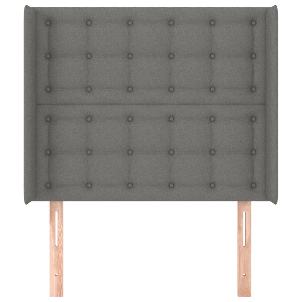 Hoofdbord Met Randen 93X16X118/128 Cm Stof Donkergrijs 93 x 16 x 118/128 cm
