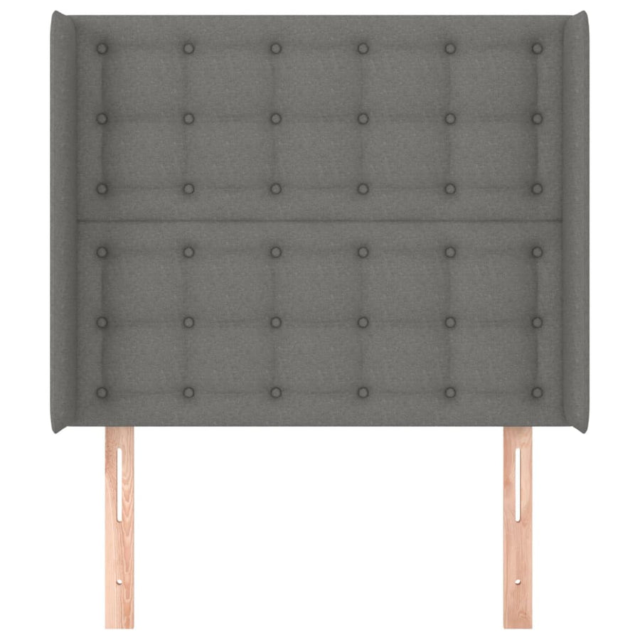 Hoofdbord Met Randen 93X16X118/128 Cm Stof Donkergrijs 93 x 16 x 118/128 cm