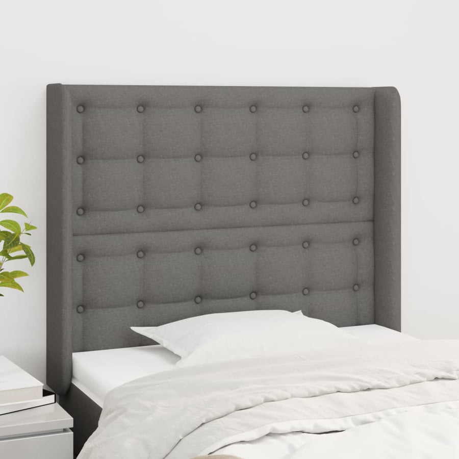 Hoofdbord Met Randen 203X16X78/88 Cm Stof Taupe