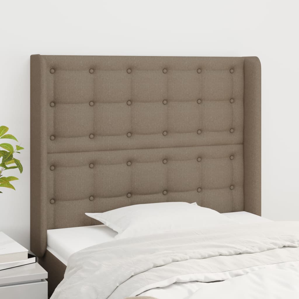 Hoofdbord met randen 93x16x118/128 cm stof taupe