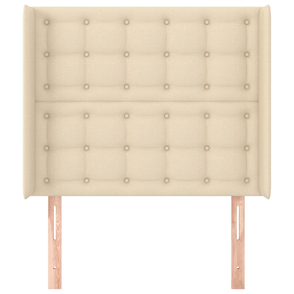 Hoofdbord Met Randen 93X16X118/128 Cm Stof Crèmekleurig 93 x 16 x 118/128 cm
