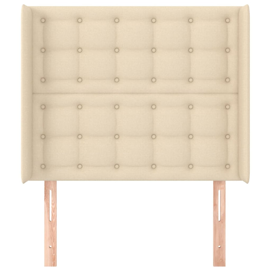 Hoofdbord Met Randen 93X16X118/128 Cm Stof Crèmekleurig 93 x 16 x 118/128 cm