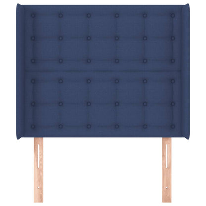 Hoofdbord Met Randen 93X16X118/128 Cm Stof Blauw 93 x 16 x 118/128 cm