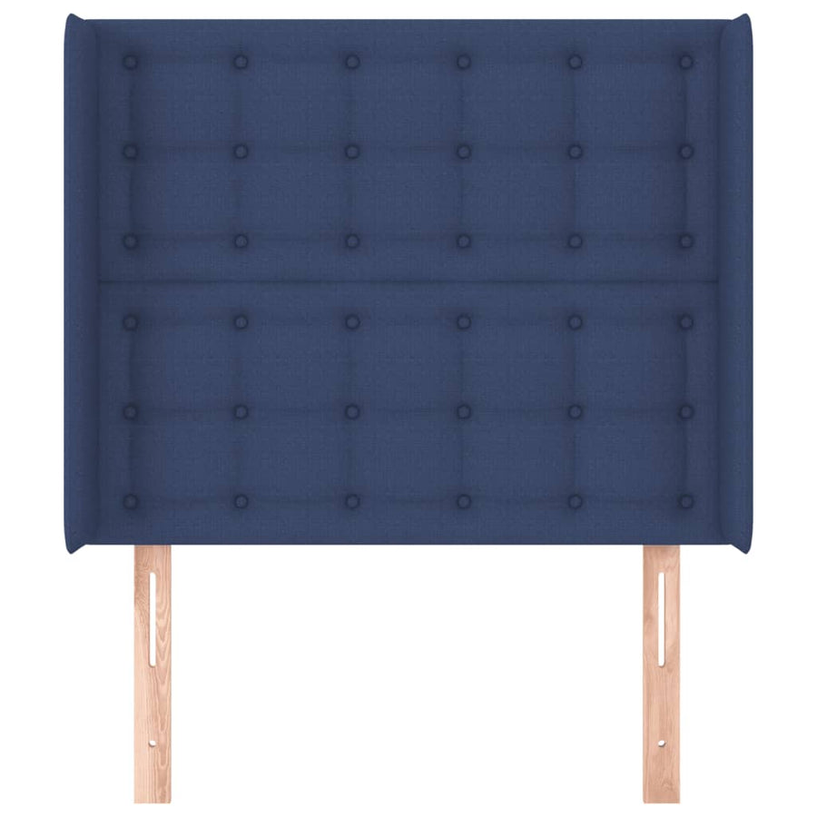 Hoofdbord Met Randen 93X16X118/128 Cm Stof Blauw 93 x 16 x 118/128 cm