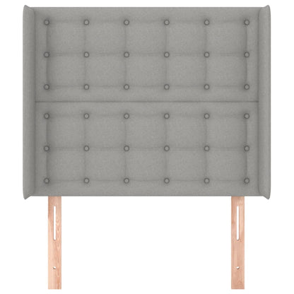 Hoofdbord met randen 103x16x118/128 cm stof lichtgrijs 103 x 16 x 118/128 cm Lichtgrijs