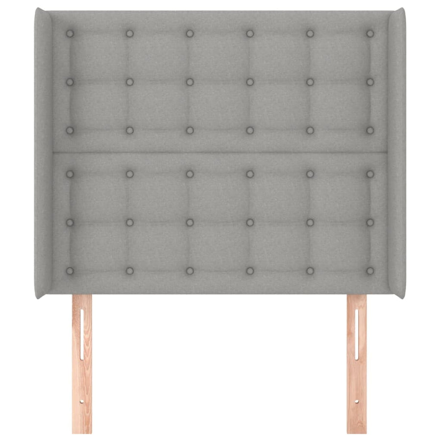 Hoofdbord met randen 103x16x118/128 cm stof lichtgrijs 103 x 16 x 118/128 cm Lichtgrijs