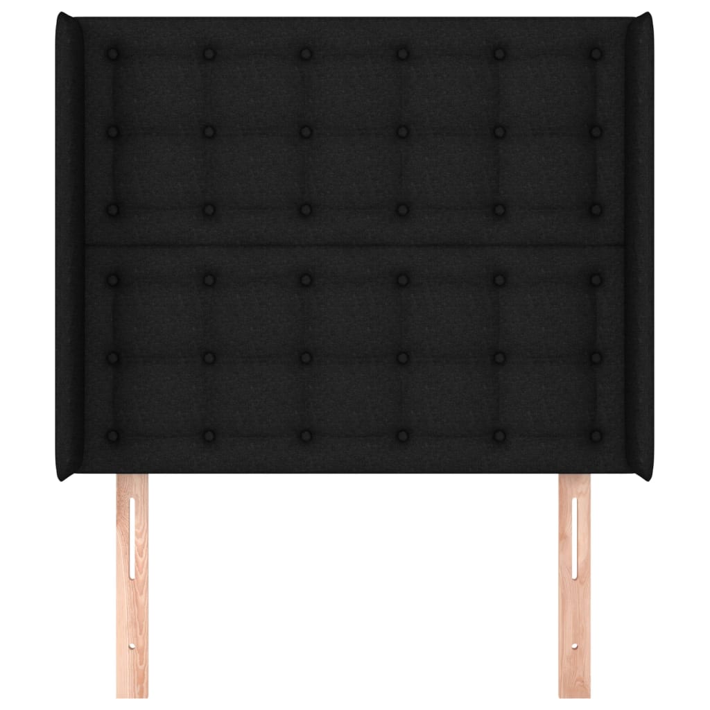 Hoofdbord met randen 103x16x118/128 cm stof zwart 103 x 16 x 118/128 cm Zwart
