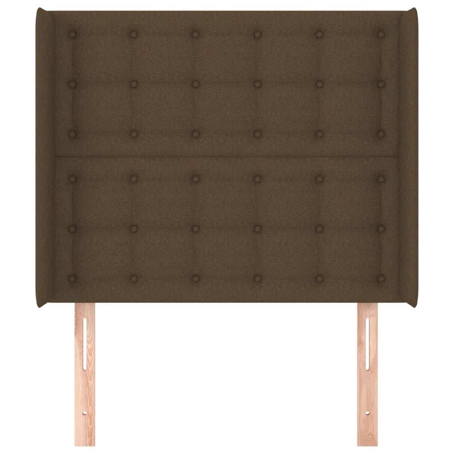 Hoofdbord Met Randen 103X16X118/128 Cm Stof Donkerbruin 103 x 16 x 118/128 cm