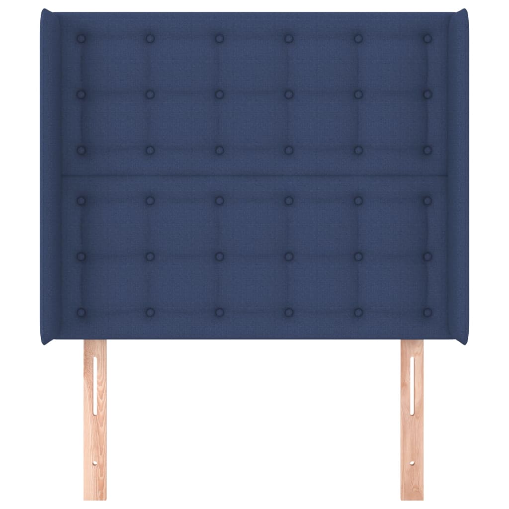 Hoofdbord met randen 103x16x118/128 cm stof blauw 103 x 16 x 118/128 cm Blauw
